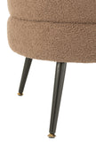 Hocker Rund Metall Füße Velours Braun
