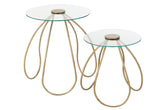 Set Von 2 Tischen Rund Metall/Glas Gold