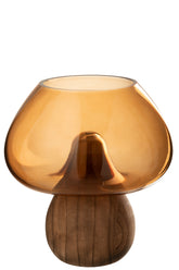 Vase Pilz Kurz Glas Karamell