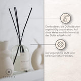 Raumdiffuser 250 ml Babypowder – Pudriger Raumduft wie Babypuder – Duftstäbchen für Zuhause, Bad & Schlafzimmer – Clean Cotton & Soft Powder Duft – Made in EU