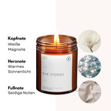 Silk Stories Duftkerze 200g – White Magnolia & Citrus, Sojawachs, 50h