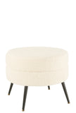 Hocker Rund Metall Füße Velours Weiß