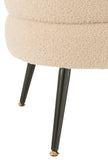 Hocker Rund Metall Füße Velours Warm Beige