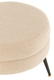 Hocker Rund Metall Füße Velours Warm Beige