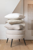 Hocker Rund Metall Füße Velours Warm Beige