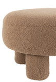 Hocker Rund Teddy Füße Velours Braun
