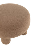 Hocker Rund Teddy Füße Velours Braun