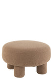 Hocker Rund Teddy Füße Velours Braun