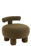 Hocker Rund Rückenlehne Velours Grün