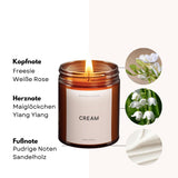 Cream Duftkerze 200g – Zitrus, Rose & Moschus, Sojawachs, 45h