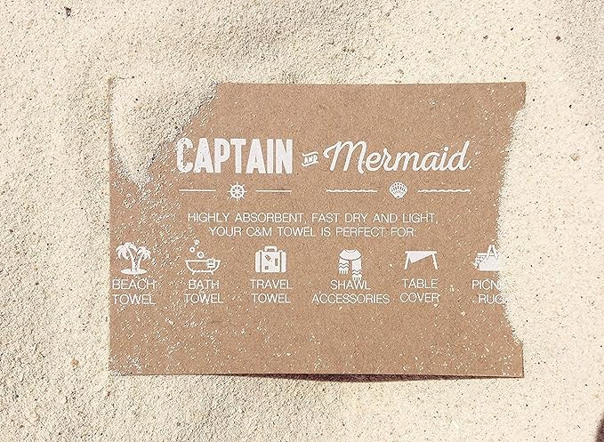 Captain & Mermaid XXL Strandtuch Beach Towel (Zigzag Ink)