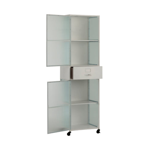 Hoher Metall Schrank (Weiß)
