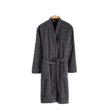 BOHORIA® Premium Bademantel Jacquard mit Kapuze aus 100% Baumwolle | Obsidian