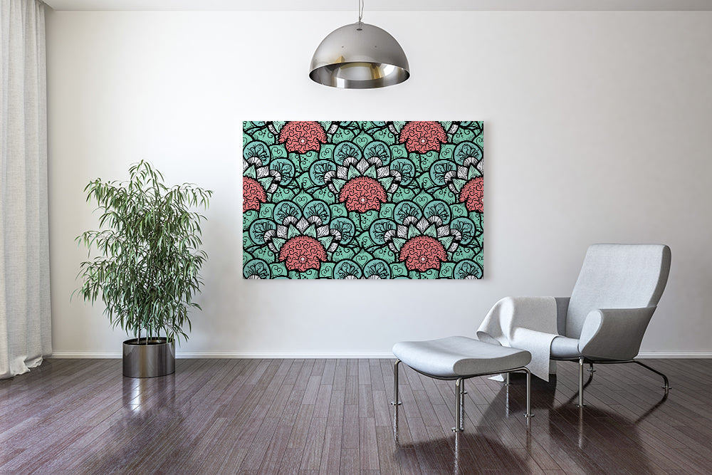 bohoria-leinwand-ornamente-gruen-rosa