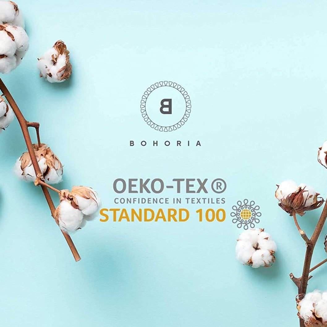 BOHORIA® Premium Bademantel Jacquard mit Kapuze aus 100% Baumwolle | Sepia