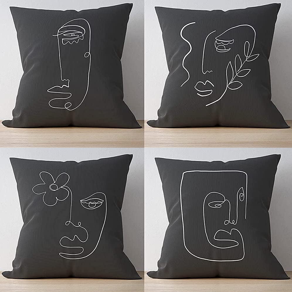 BOHORIA® 4er Set Kissenbezug (Line Art)