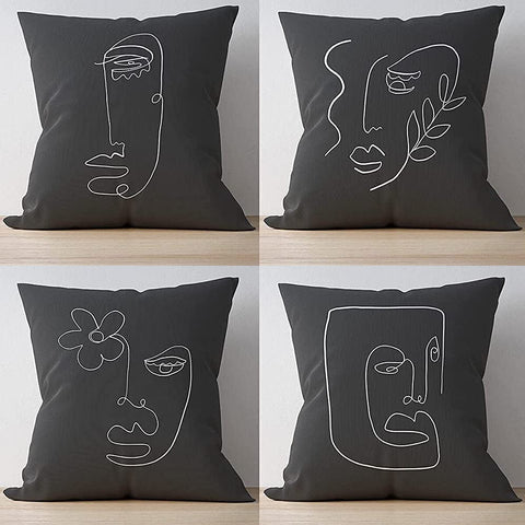 BOHORIA® 4er Set Kissenbezug (Line Art)