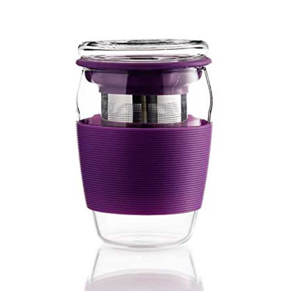 Tee Glas "Lilac" aus hochwertigem Brosilikat mit Sieb